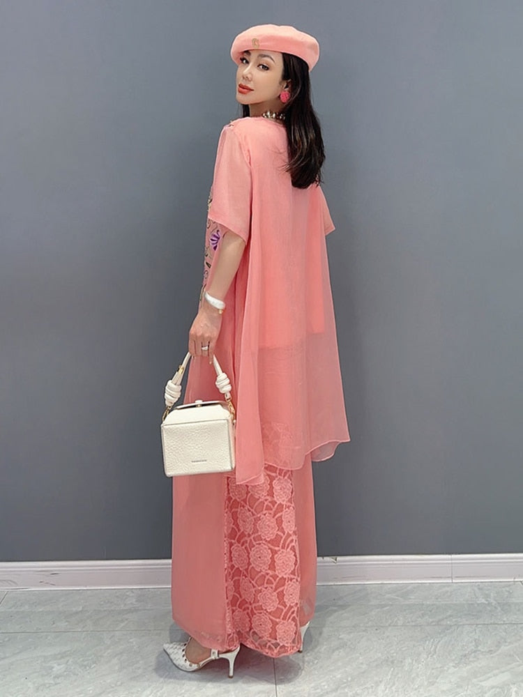 Haute Couture Oversized Top & Wide Leg Pants 2-Piece Set