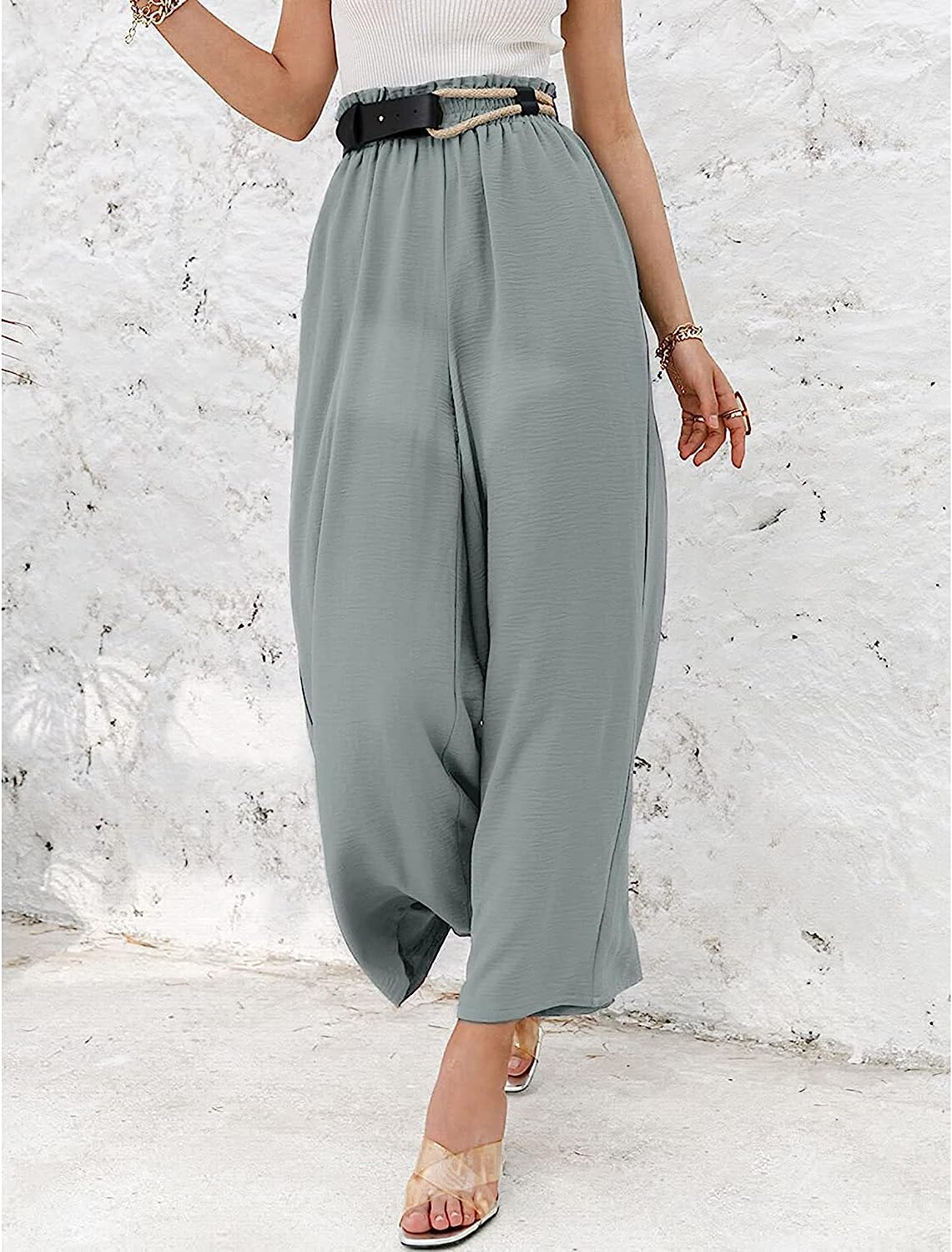Women High Waisted Straight Wide Leg Pants