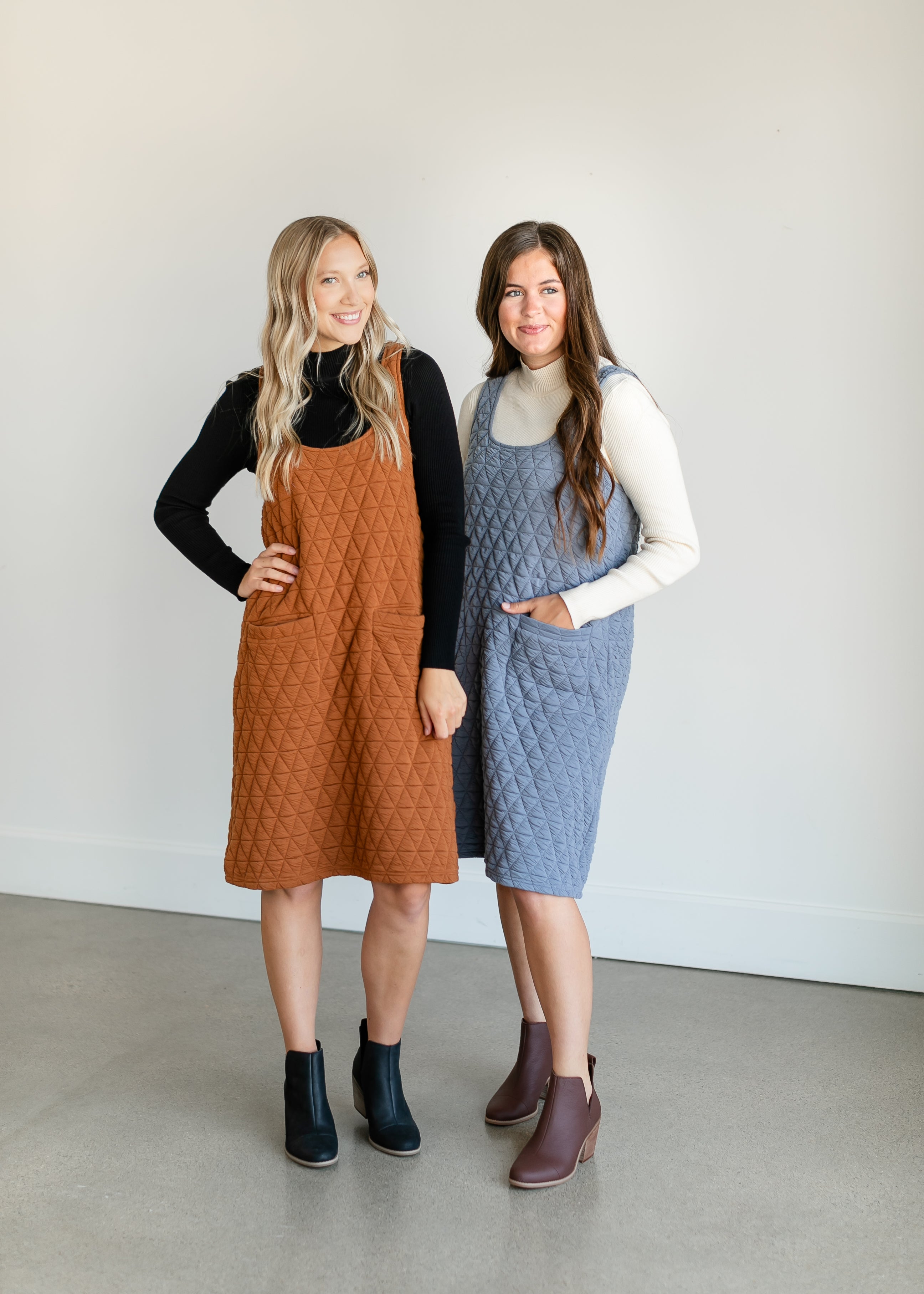 Quilted Knit Tank Midi Dress