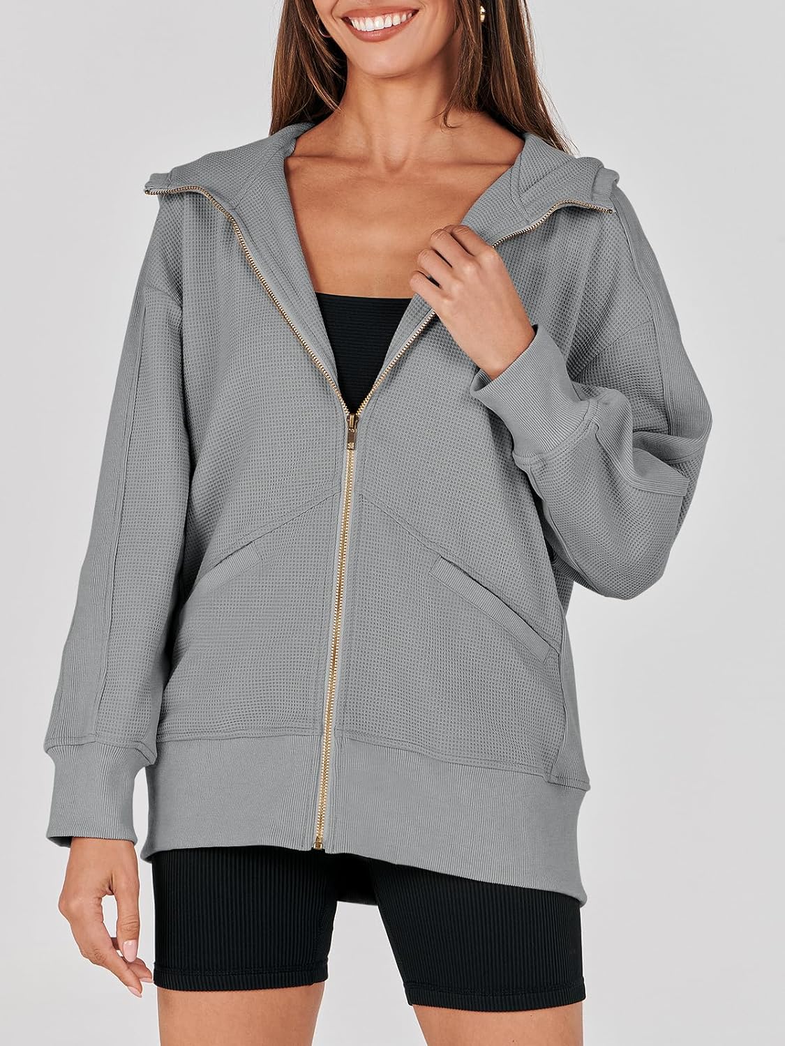 Waffle Knit Casual Jackets Outerwear