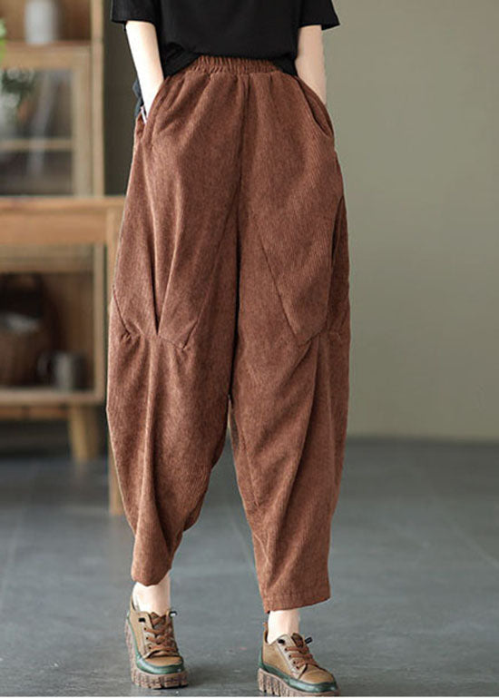 Italian Red Pockets Patchwork Corduroy Pants Trousers Spring