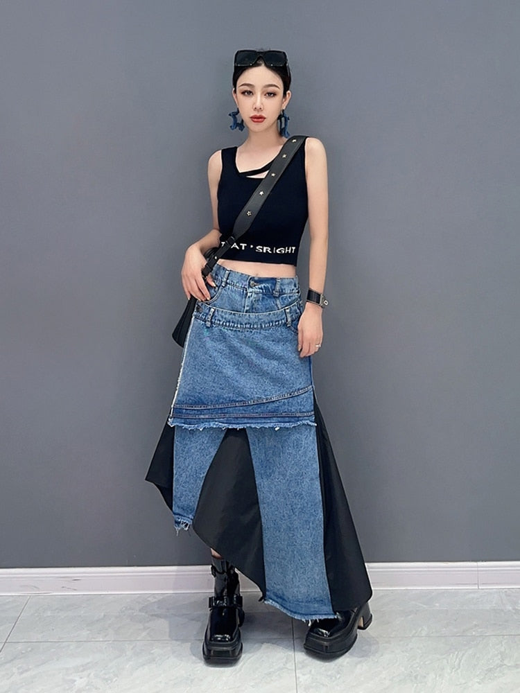 Timeless Classy Irregular Denim Skirt