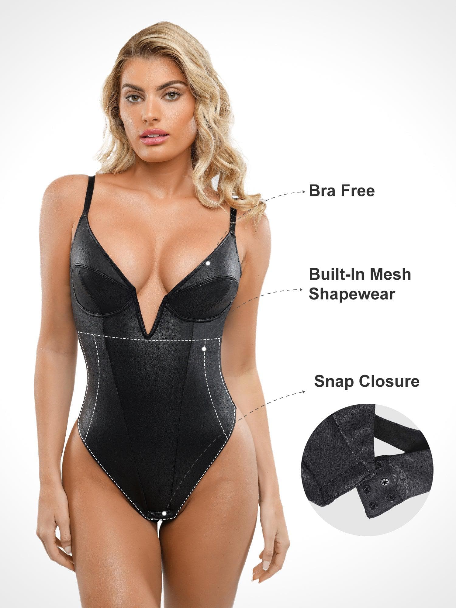 Built-In Shapewear Leather Bodysuit Or Midi Skirt Or Mini Skirt Or Leggings