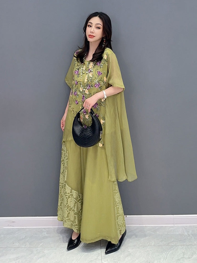 Haute Couture Oversized Top & Wide Leg Pants 2-Piece Set