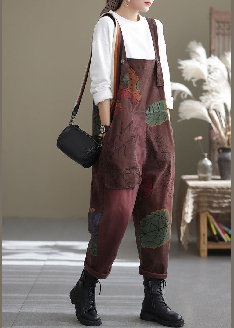 Plus size Mulberry pockets Print Jumpsuit Spring