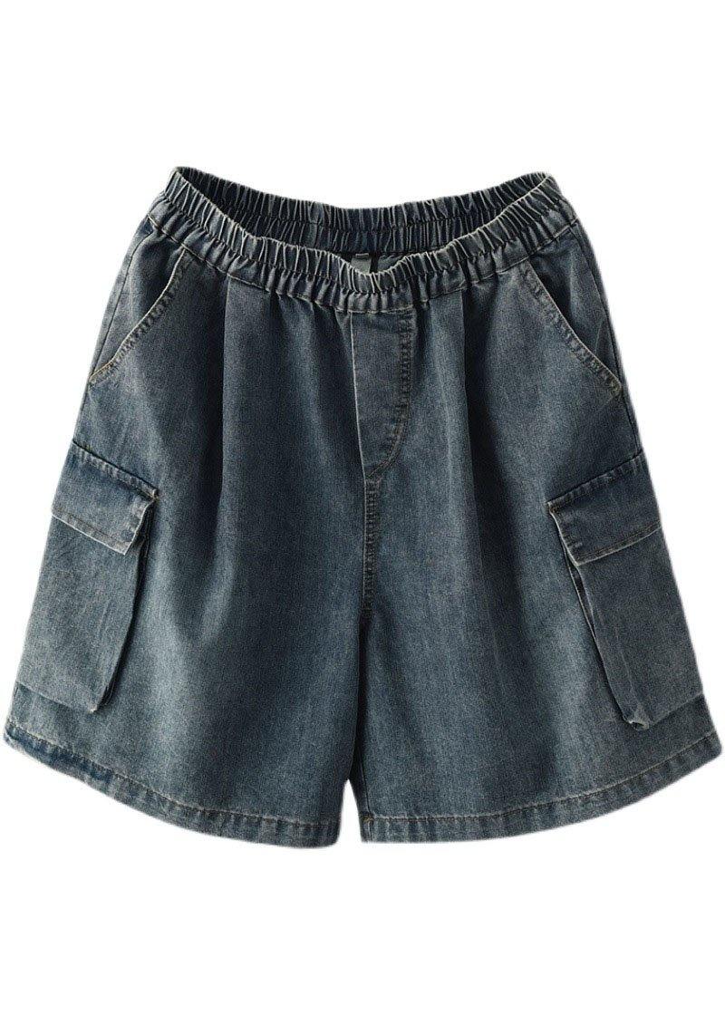 Simple Black Pockets Wide Leg Summer Denim Hot Pants