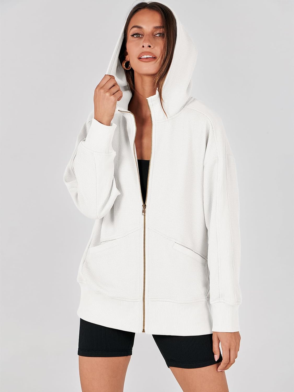 Waffle Knit Casual Jackets Outerwear