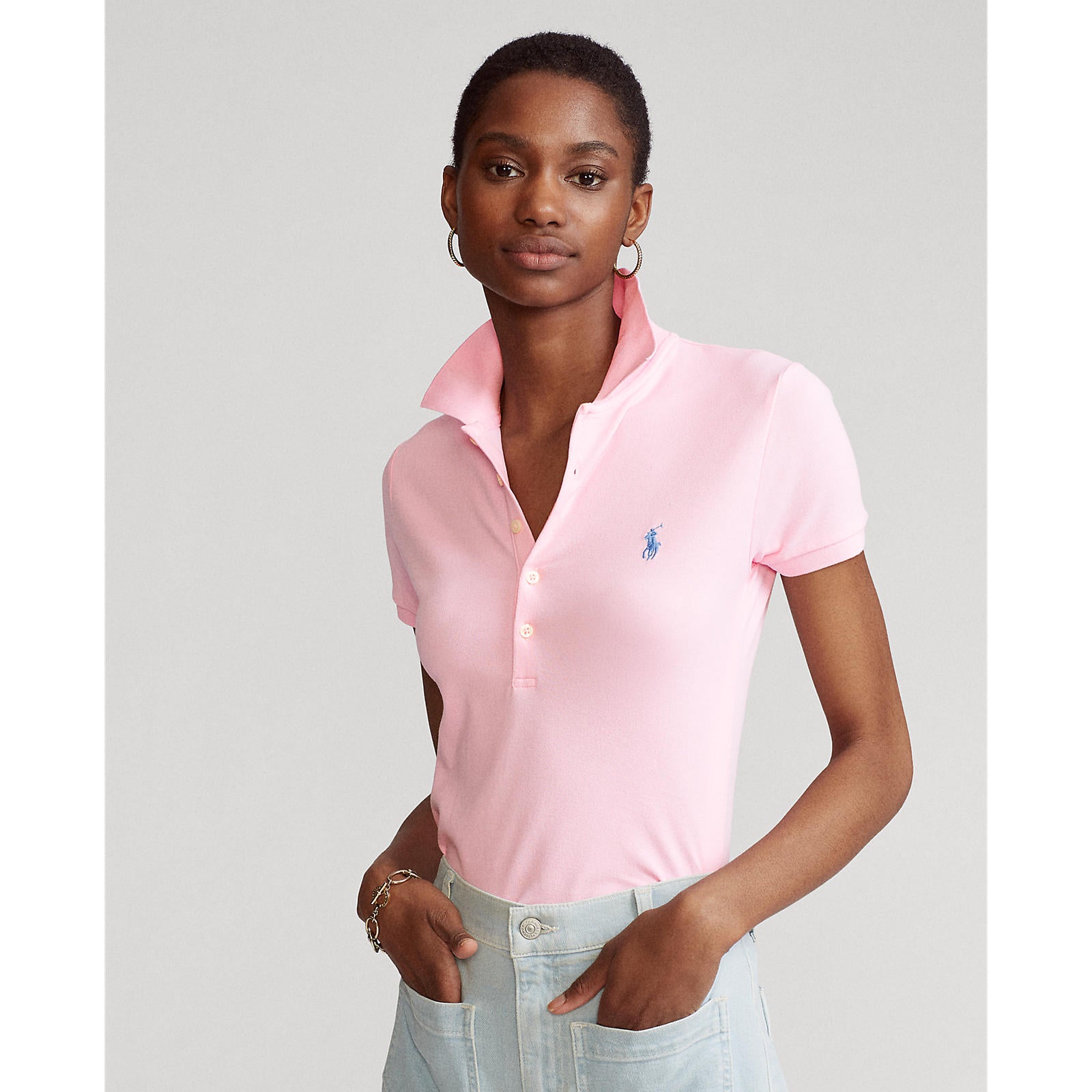 Slim Fit Stretch Polo Shirt - Pink