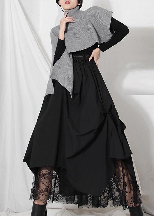 Boutique Black Patchwork Asymmetrical Summer Skirts