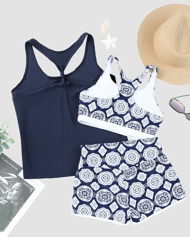 Tankini Swimsuits Printed 3 Piece Bathing Suit Top