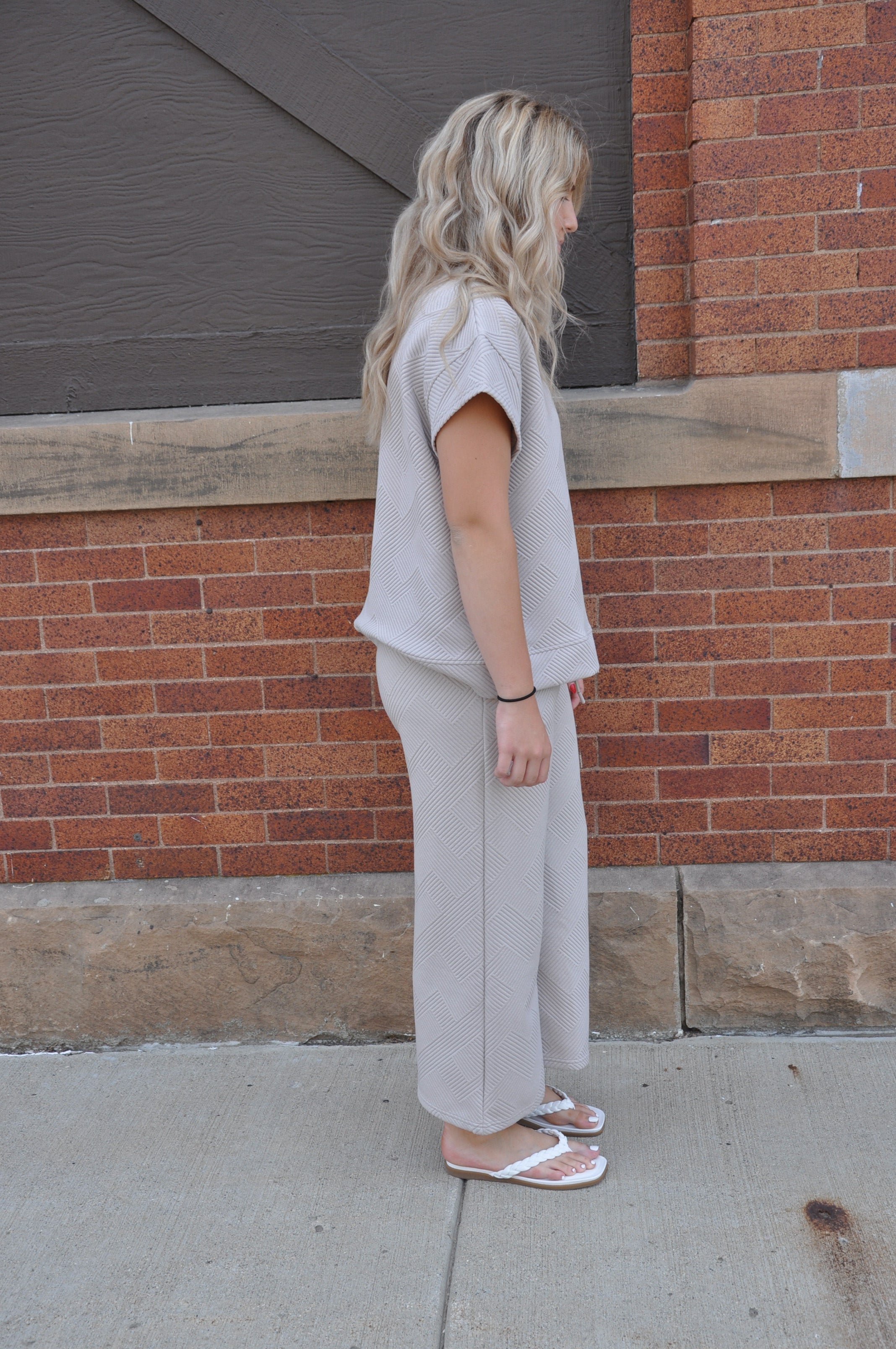 Textured Short Sleeve Lounge Top