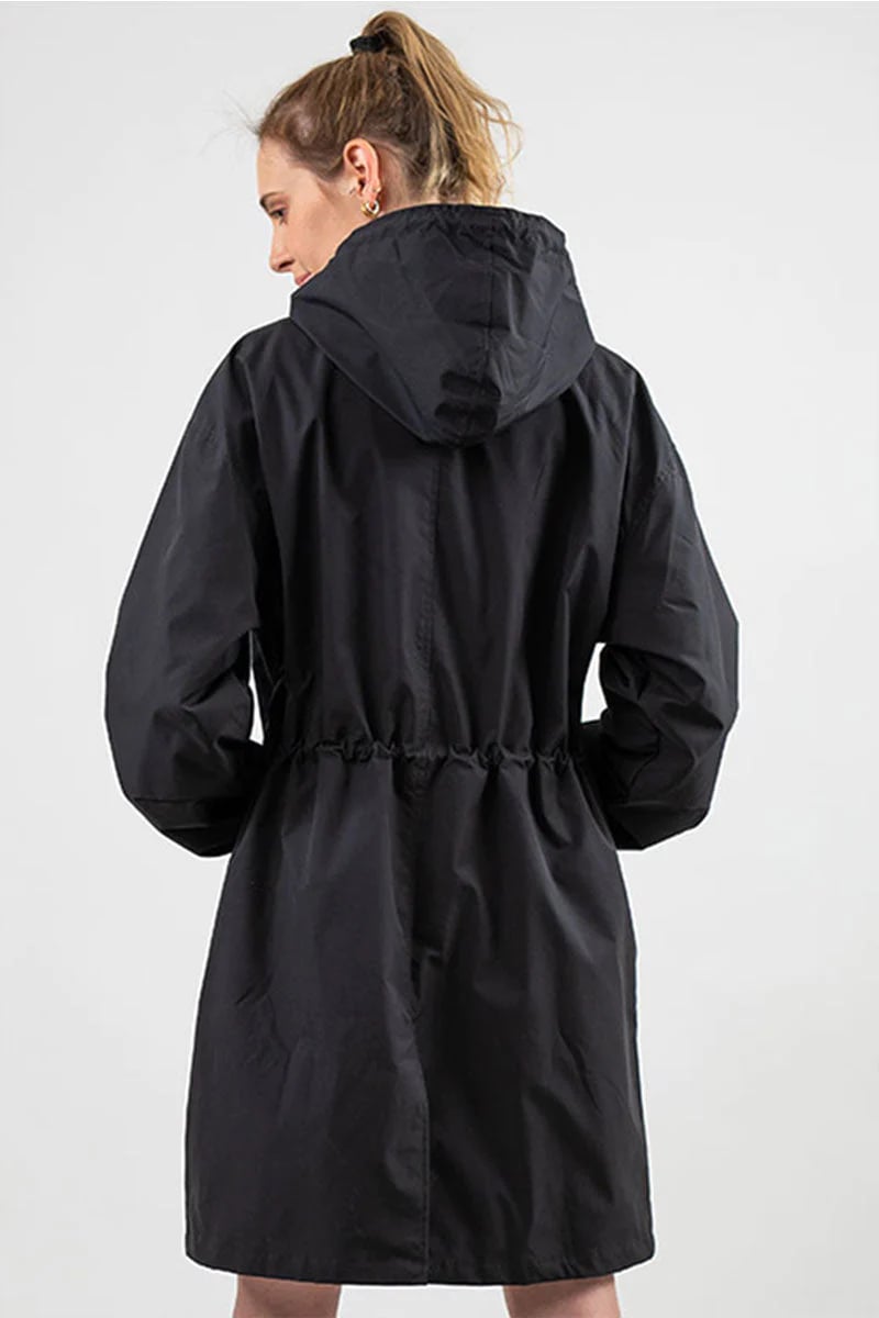 Oversized water-repellent windbreaker rain jacket with hood