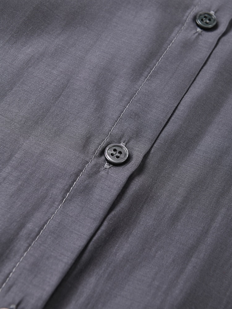 Elegant Lightweight Charcoal Gray 2-Piece Set - Classy Blouse & Long Skirt