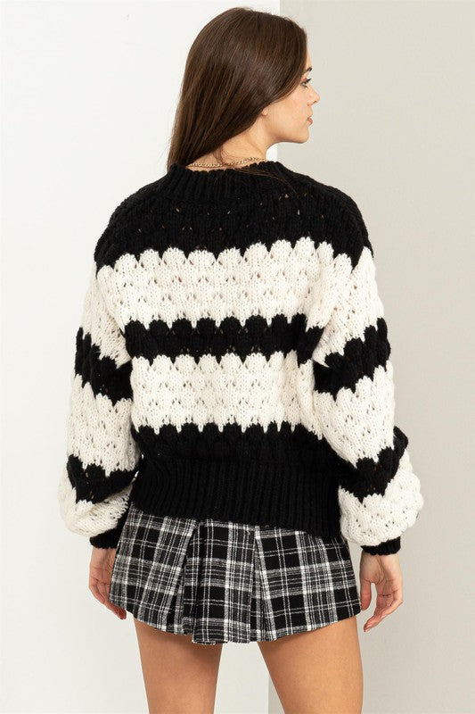 Back And Forth Cardigan in Black/White