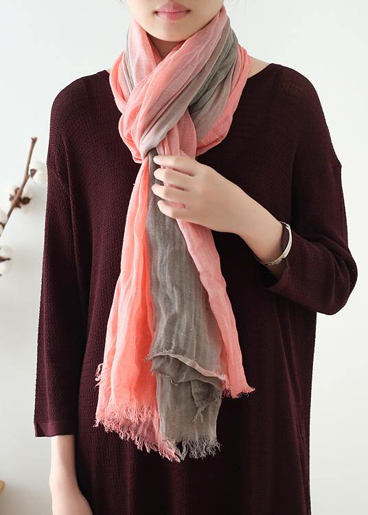 women new khaki pink double color Gradient scarf vintage warm scarves