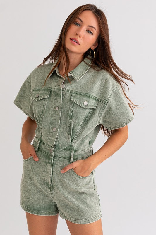 High Stakes Romper in Olive