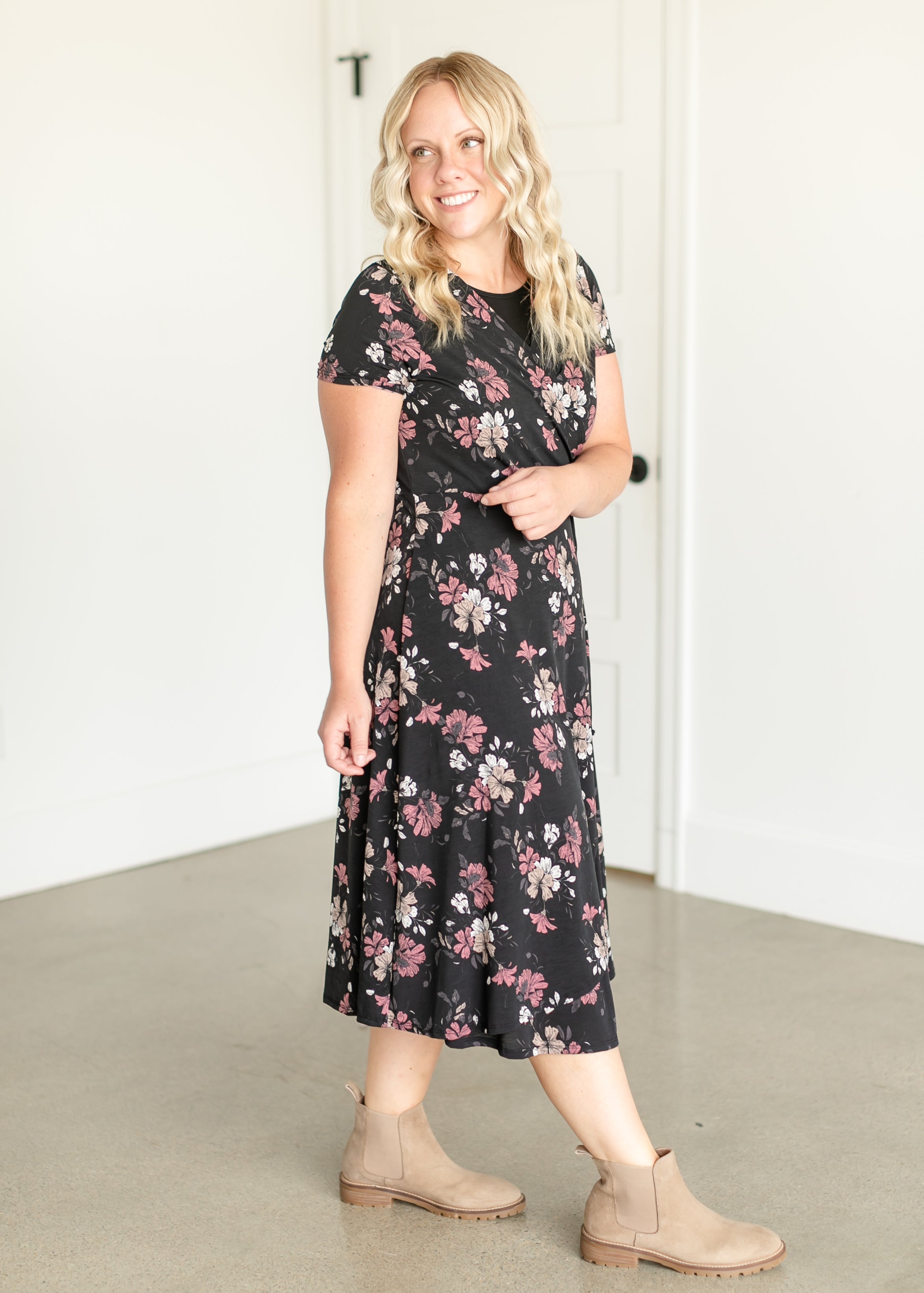 Floral Midi Wrap Dress