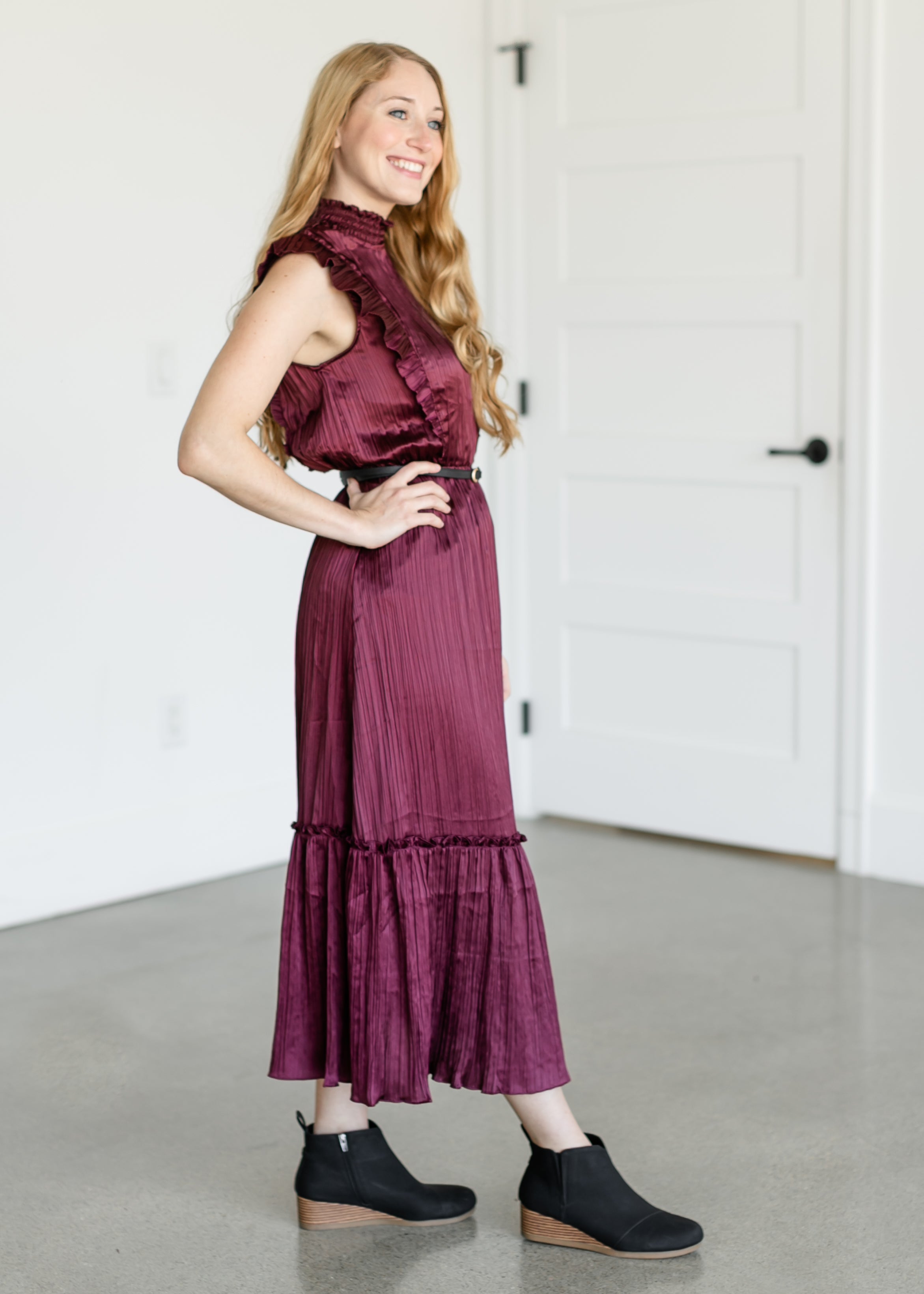 Wednesday Crinkle Satin Midi Dress