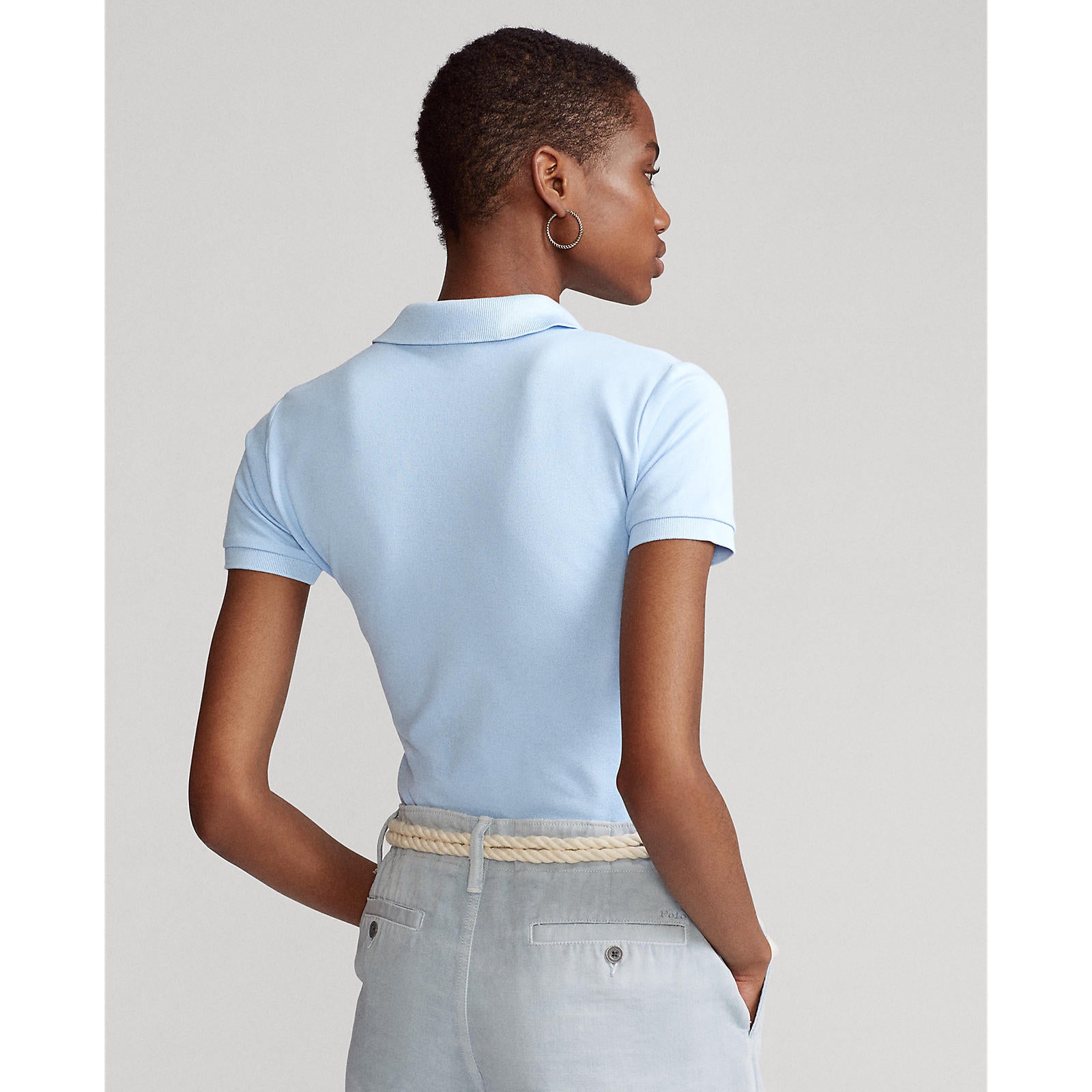 Slim Fit Stretch Polo - Pale Blue