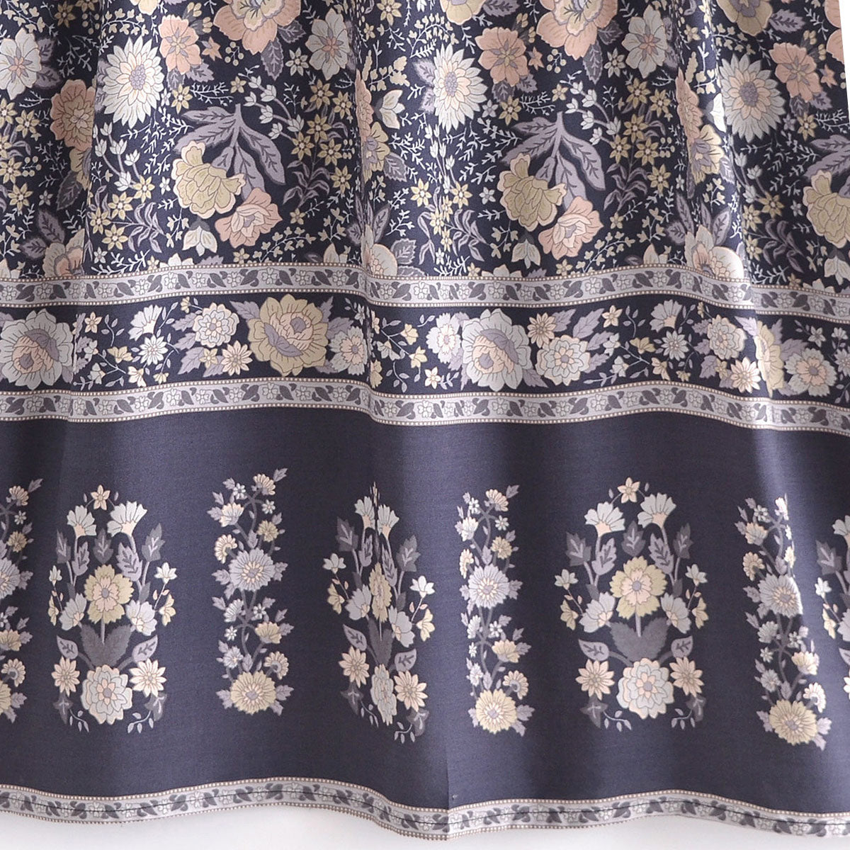 Nightfall Blue Boho Floral Print Maxi Robe