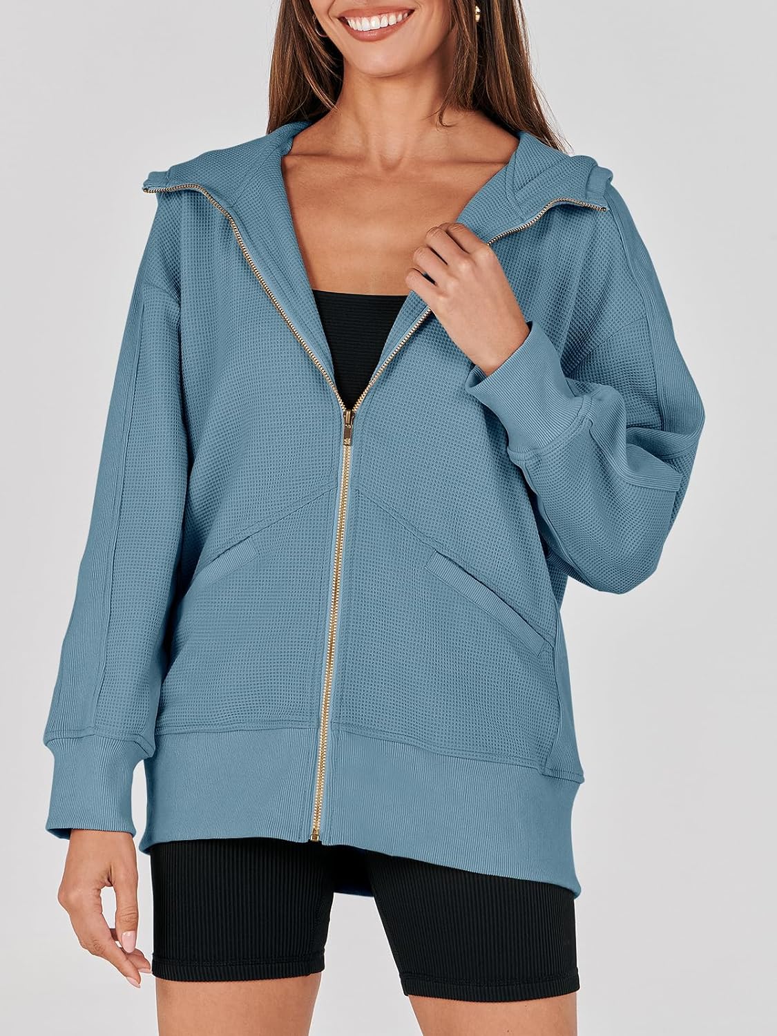 Waffle Knit Casual Jackets Outerwear