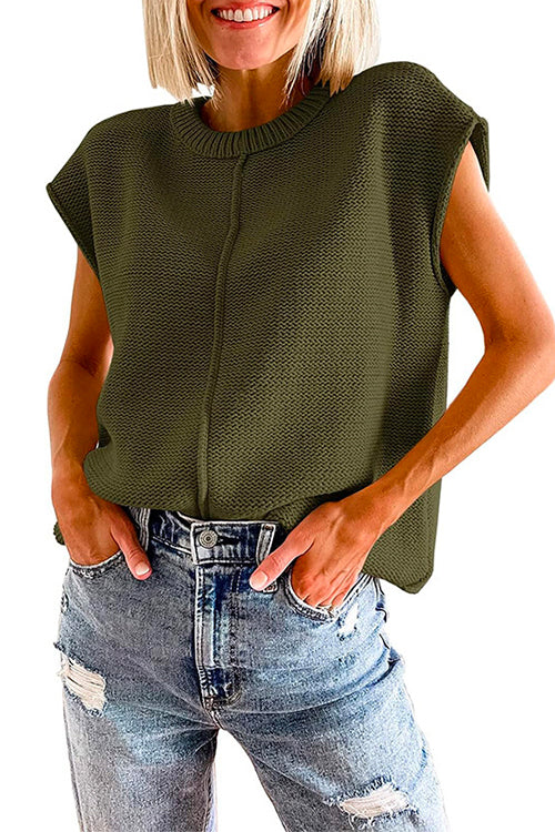 Trixiedress Crewneck Cap Sleeves Pullover Sweater