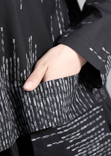 Modern false two pieces cotton patchwork quilting dresses Shirts gray prints Plus Size Dress